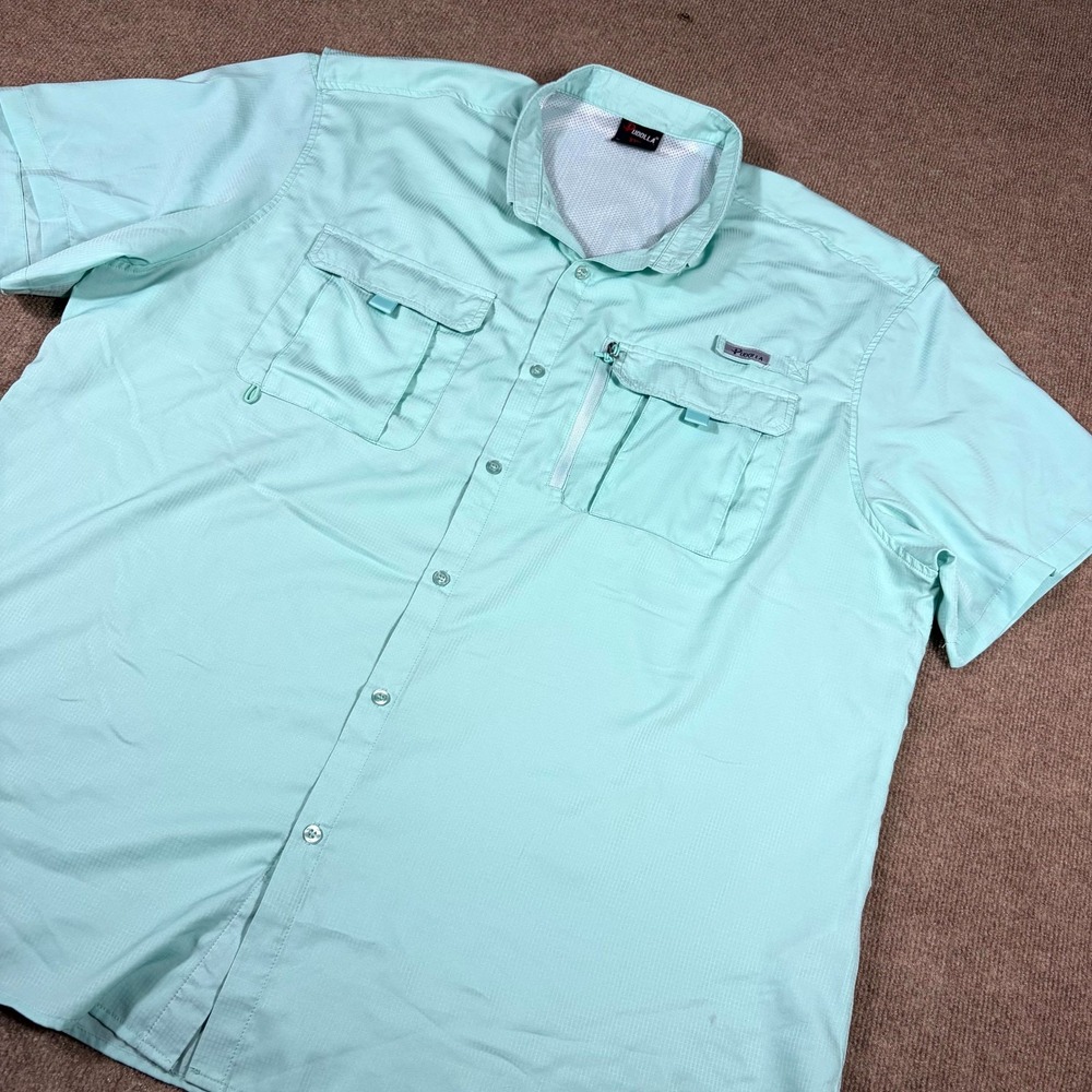 Pudolla Fishing Shirt Mens 3XL Blue Vented Performance Outdoor Gear Button Up